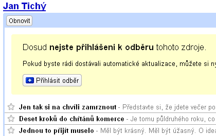 Nový zdroj v Google Readeru